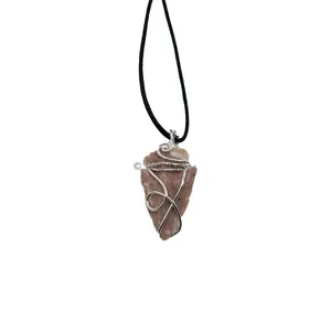 Agate Arrowhead Wire Warped Pendants