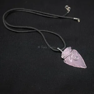 Rose Quartz Arrowheads Wire Wraped Pendants