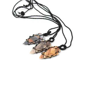 Mix Agate Arrowheads Wire Wraped Pendants