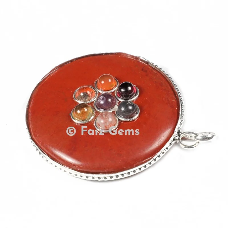 Red Jasper Chakra Disc Pendants