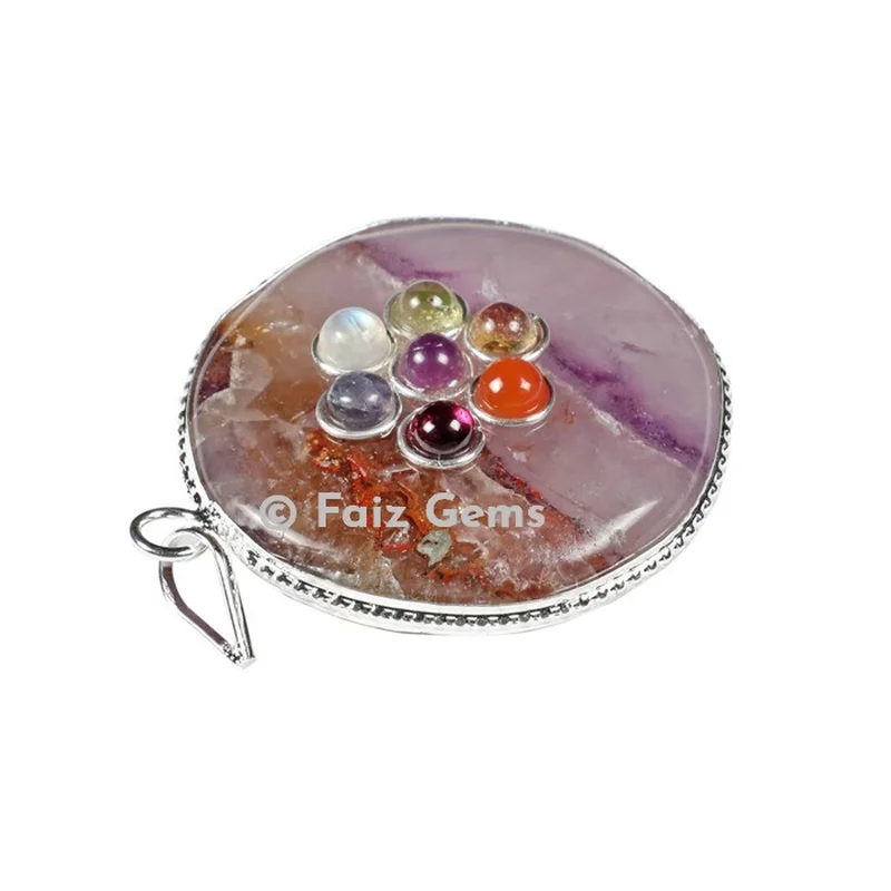 Amethyst Chakra Disc Pendants