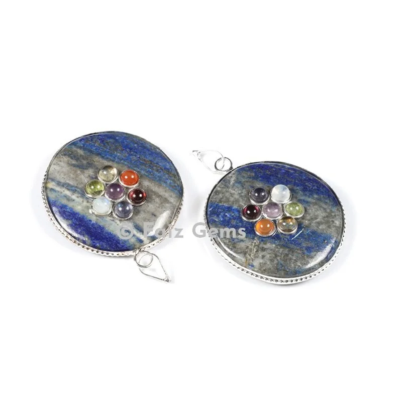 Lapis Lazuli Chakra Disc Pendants