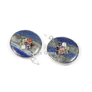 Lapis Lazuli Chakra Disc Pendants