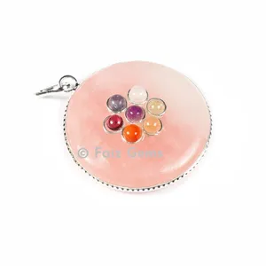 Rose Quartz Chakra Disc Pendants