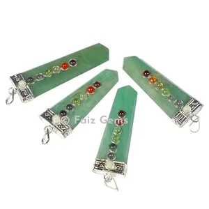 Green Aventurine Chakra Flat Pencil Pendant