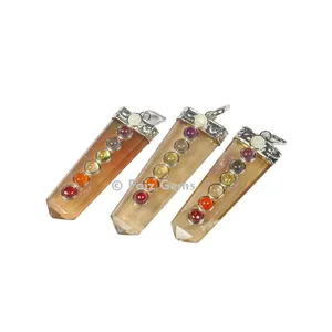 Flourite Chakra Flat Pencil Pendants