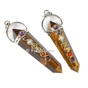 Tiger Eye Chakra Double Point Pendants