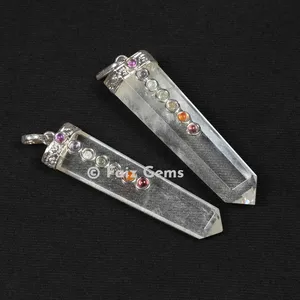 Crystal Quartz Healing Chakra Pencil Pendants