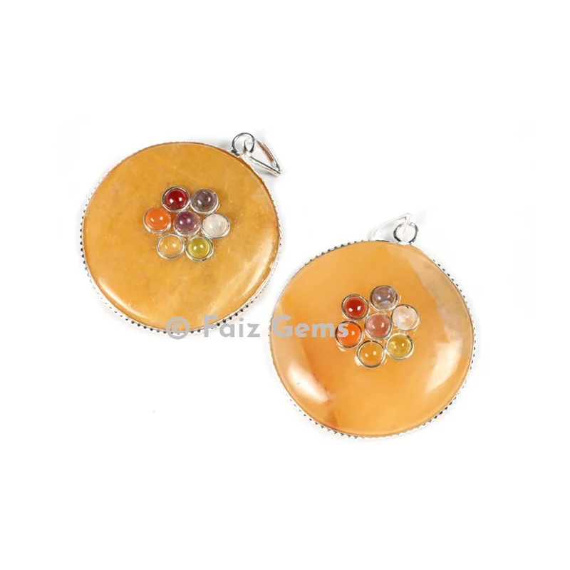 Yellow Aventurine Chakra Disc Pendants