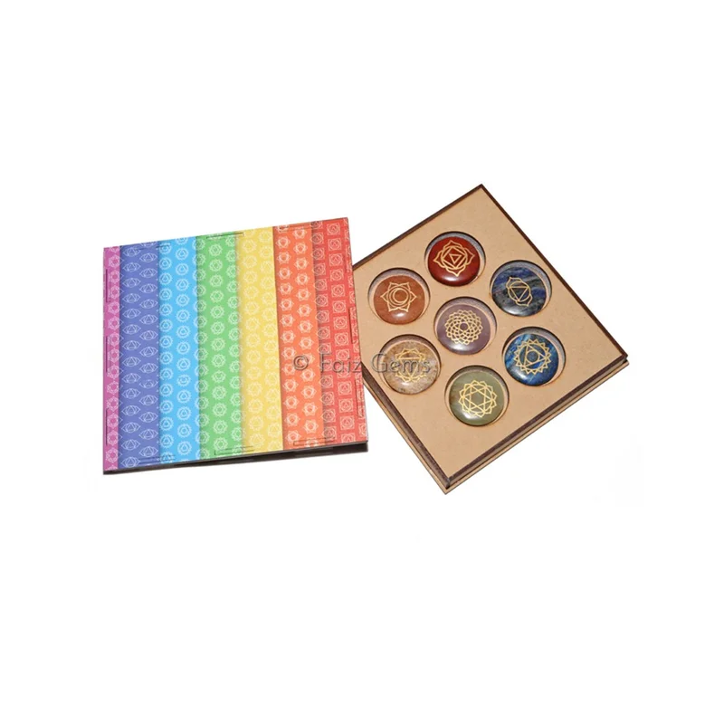 Engraved Seven Chakra Set With Rainbow Box