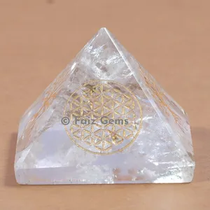 Crystal Quartz Flower of Life Pyramids