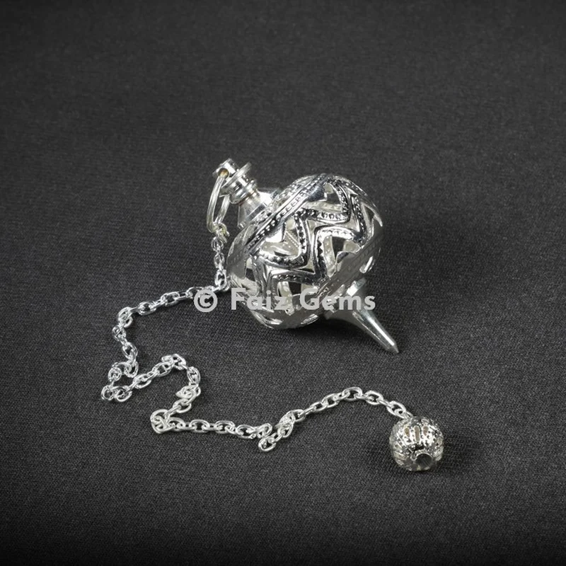 Round Shape Openable Cage Silver Metal Pendulum