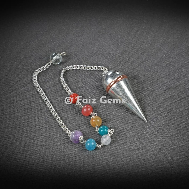 Seven Chakra Openable Silver Metal Pendulum