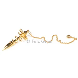 Pointed Spiral Golden Brass Metal Pendulum