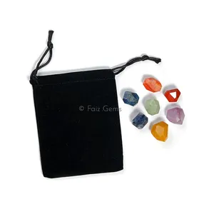 Chakra Faceted tumbled Set With pouch