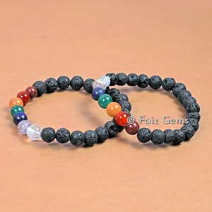 Chakra Bracelets with Lava Stone