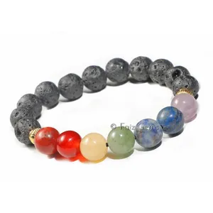 Lava with Seven Chakra Bracelet