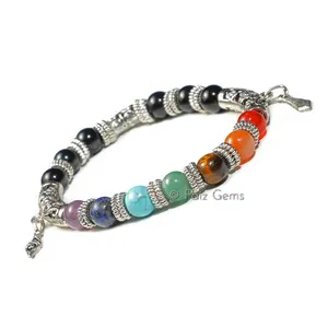 7 Chakra Bracelet with Black Tourmaline