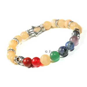 Seven Chakra Hamsa Bracelet With Calcite