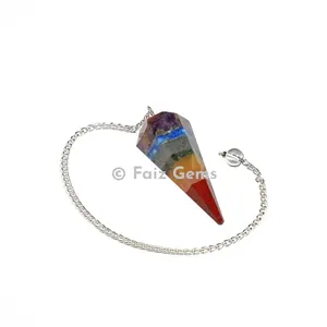 Seven Chakra Bonded Pendulum with Silver Chain