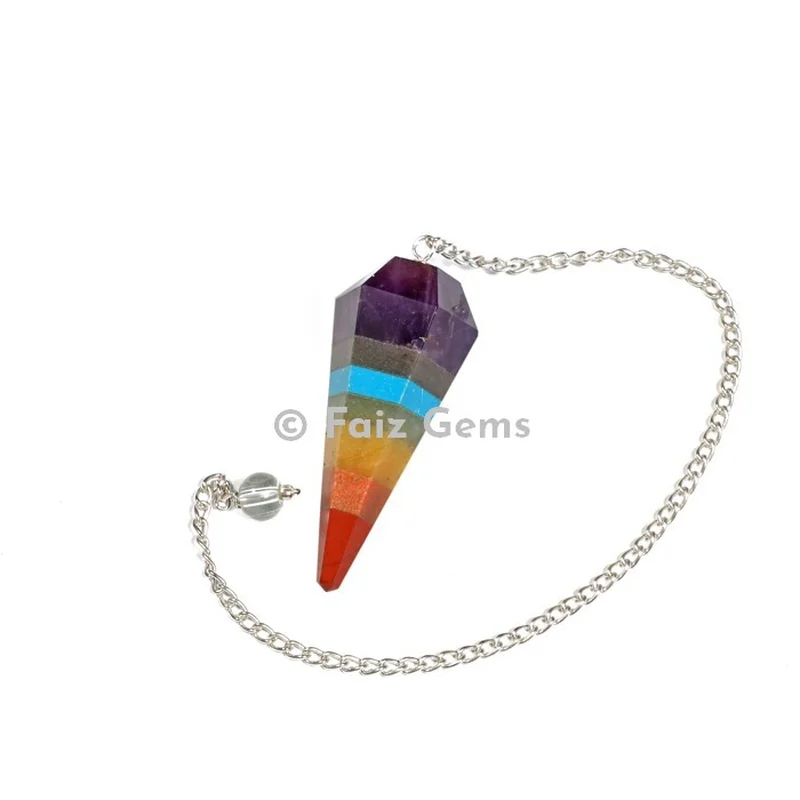 Bonded Seven Chakra Pendulum with Silver Chain
