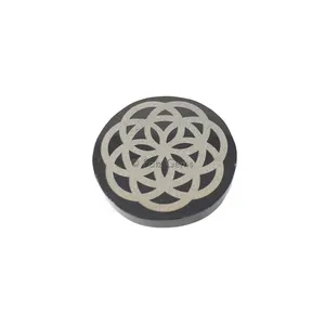 Flower Of Life Black Agate Coaster