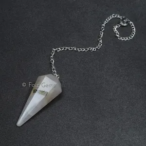 Black Rutile 12 Faceted Gemstone Pendulum