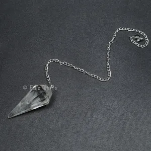 Crystal Quartz 12 Faceted Gemstone Pendulum