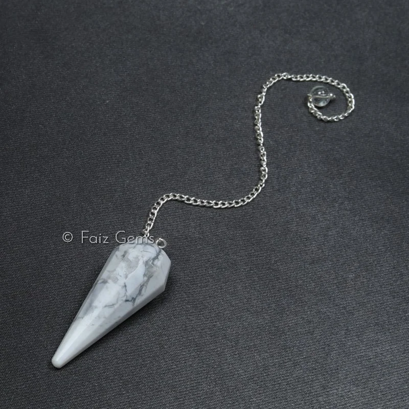 Howlite 12 Faceted Gemstone Pendulum
