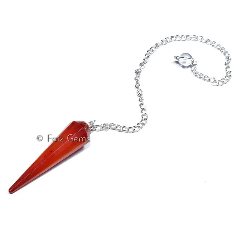 Carnelian 12 Faceted Gemstone Pendulum