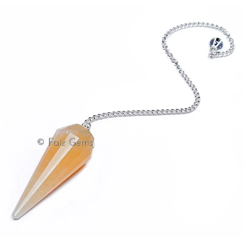 Golden Quartz 12 Faceted Gemstone Pendulum