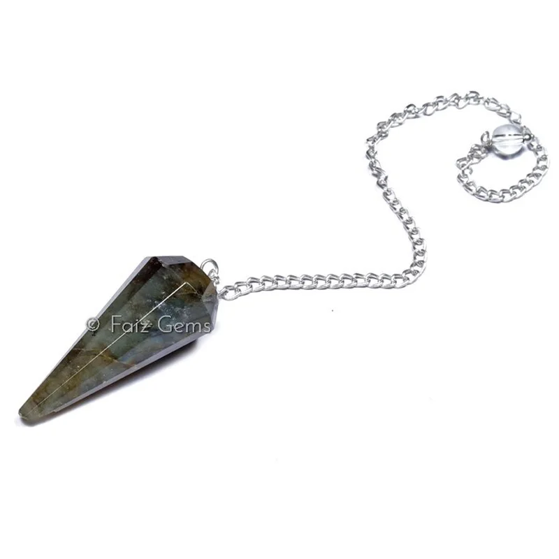 Labradorite 12 Faceted Gemstone Pendulum