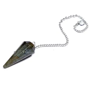 Labradorite 12 Faceted Gemstone Pendulum