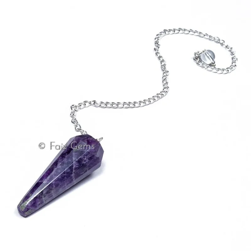 Amethyst 12 Faceted Gemstone Pendulum