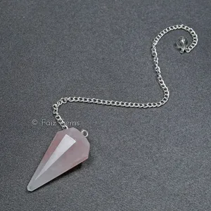 Rose Quartz 6 Faceted Gemstone Pendulum
