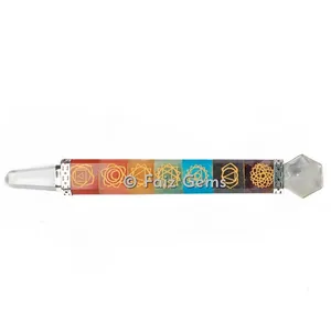 Chakra Engraved with Pentagram Healing Wands