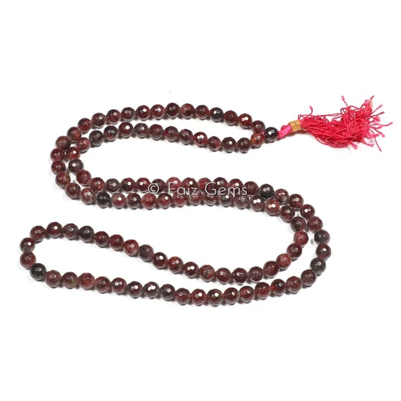 Faceted Garnet  Gemstone Japa Mala
