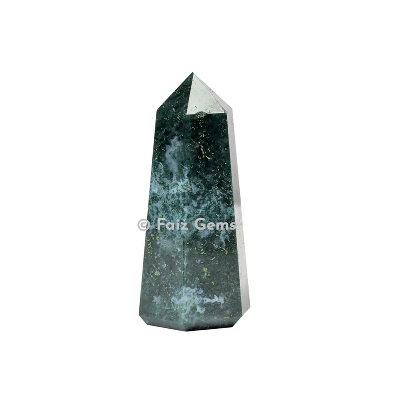 Moss Agate Obelisk