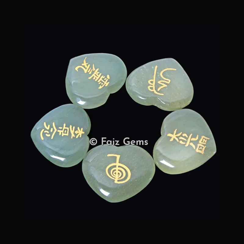 Green Aventurine Reiki Heart Set