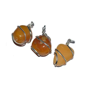 Yellow Aventurine Wrap Tumble Pendants