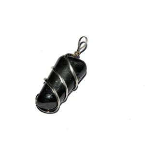 Black Tourmaline Wrap Tumbled Pendants