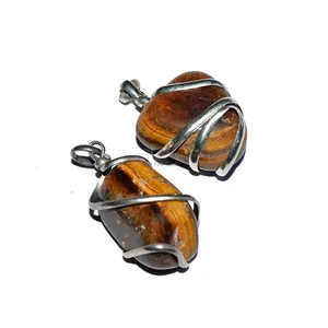 Tiger Eye Wire Wrap Pendants