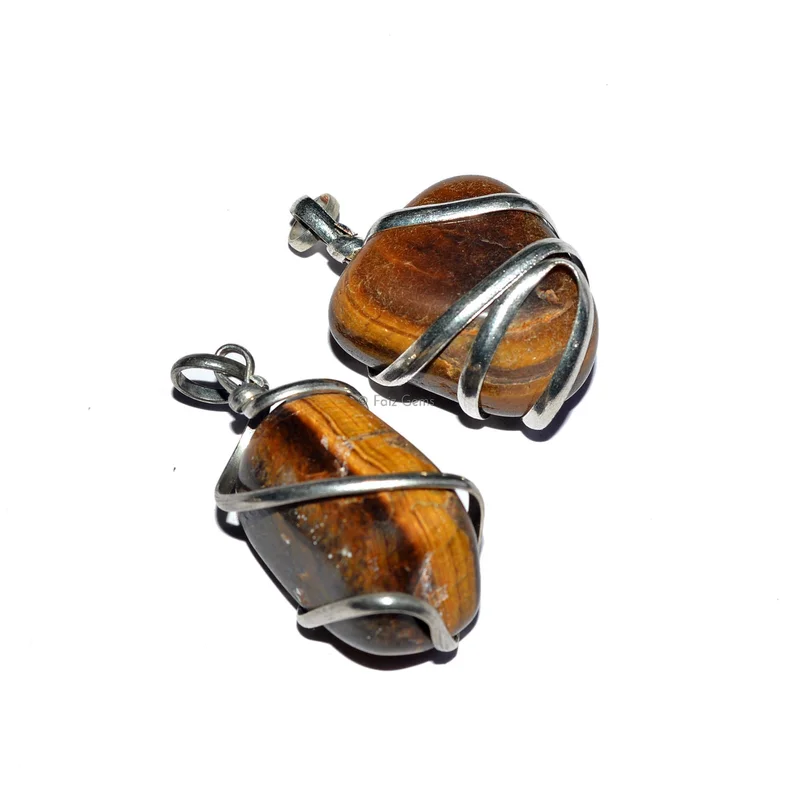 Tiger Eye Wire Wrap Pendants