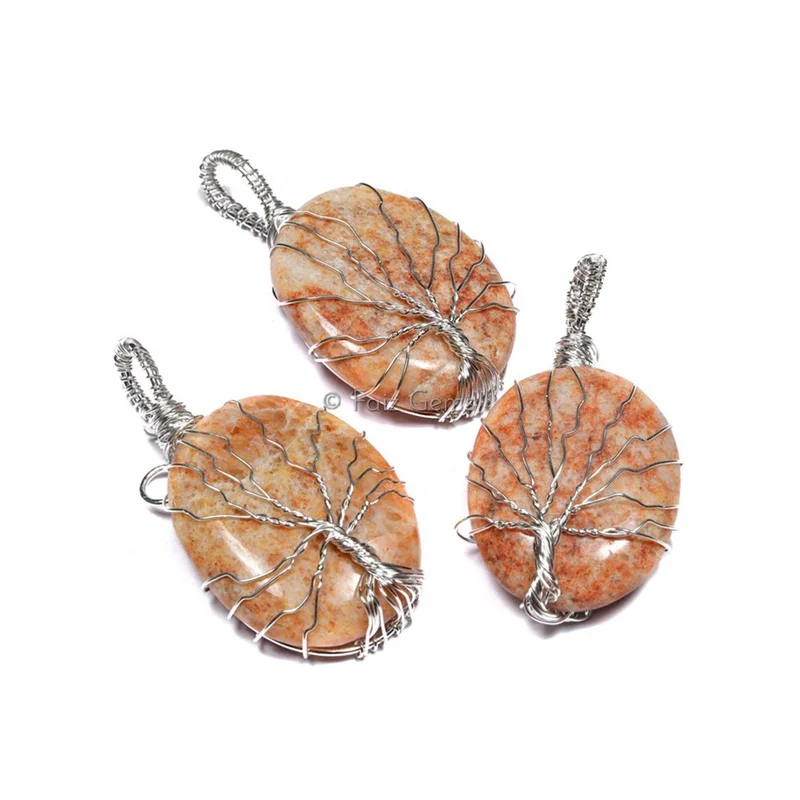 Sunstone Tree of Life Pendants