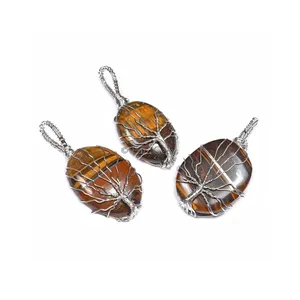 Tiger Eye Tree of Life Pendants