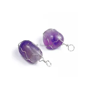 Amethyst Thin Wire Wrap Pendants
