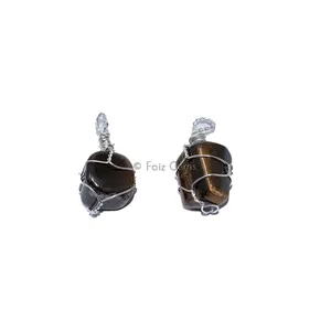 Tiger Eye Wire Wraped Pendants