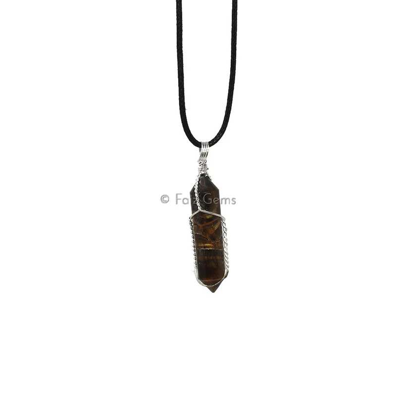 Tiger Eye Wire Warp Pendant