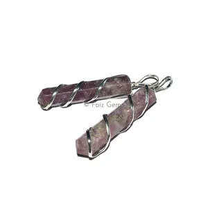 Lepidolite Wire Wrap Pencil Pendants