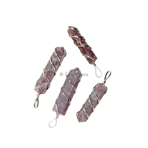 Lepidolite Wire Wrap Pencil Pendants